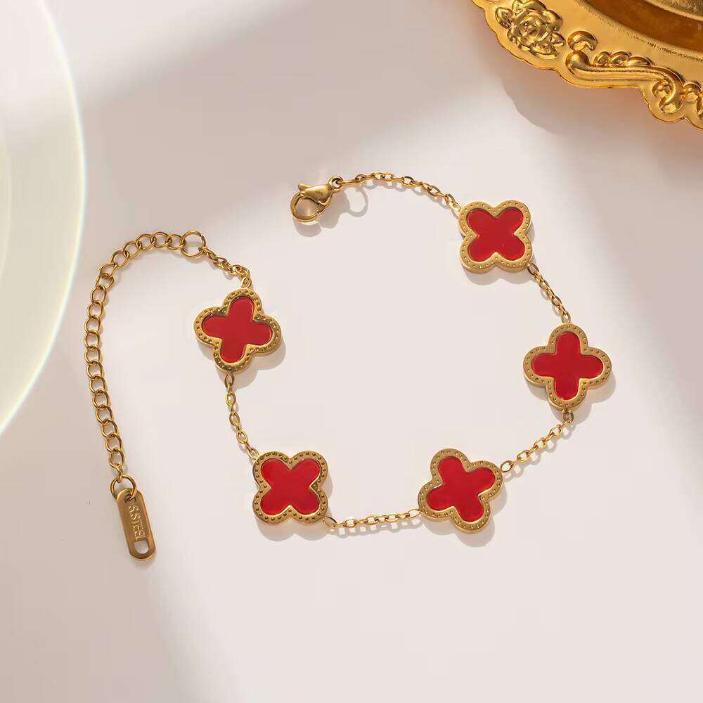 Four Leaf Bracelet Clover Set Non Famous Brand Fashion Wholesale Gold Plated Lady Designer Jewelry