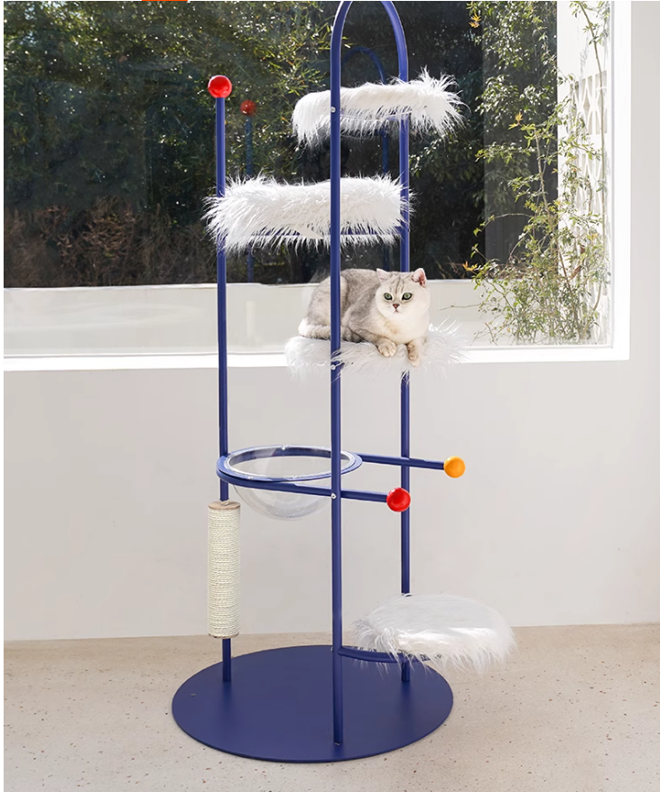 All-In-One Cat Playset Elevated Pet Platform Combining Comfortable Bedding & Exploration