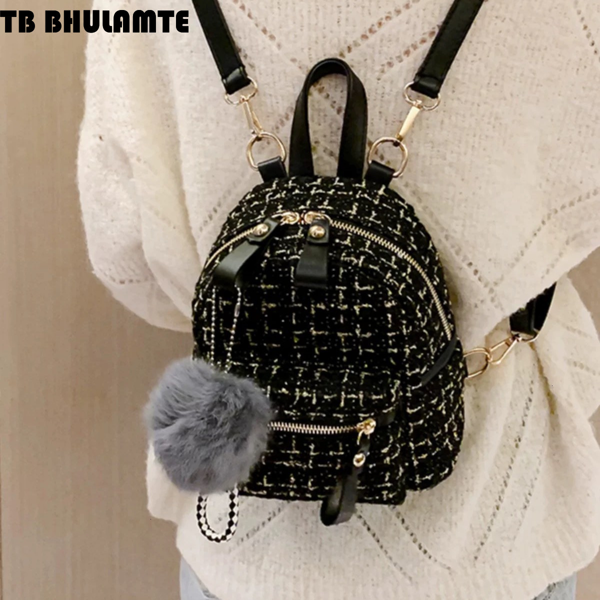 Free Shipping Designer Bag Mini Small Backpack For Women 2025 New Korean Luxury Bag Fashion Casual Multi-use Ins Super Popular Woolen High-end Backpac