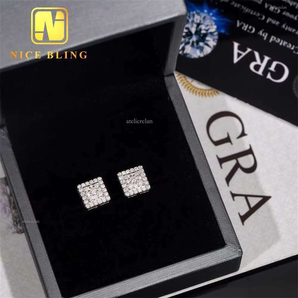 Hot Sale Hip Hop Jewelry Iced Out Ear Studs Sterling Sier VVS Moissanite Stud Earring for Women