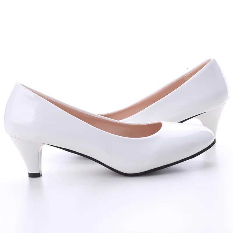 Shoes Ladies Pumps Medium Heel Nude Sexy High Heels Weeding Shoes Women Office Work White Pumps Party Shoes W250910