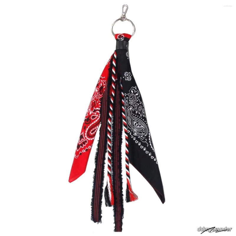 Trendy Keychain With Paisley Bandana Ribbon - Hip Hop Streetwear Style For Jeans And Pants