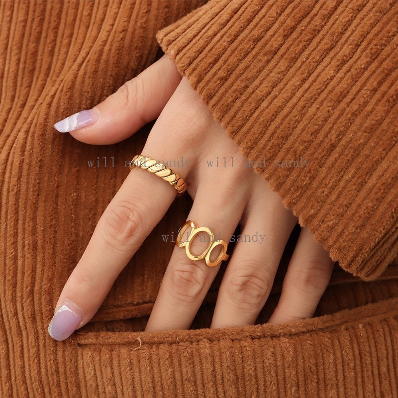 Non Tarnish18k Gold Plated Wedding Promise Ring Band Designer Jewelry Twist Braid Finger Tail Rings Cubic Zirconia Chunky Rings for Woman Gift Couple 