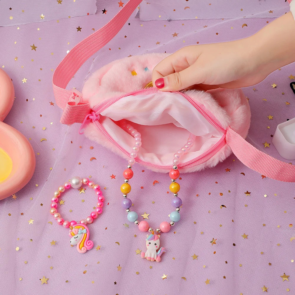 Lovely Heart Shape Handbags For Girls Embroidery Unicorn Kids Shoulder Bag Baby Girl Mini Purse 250909