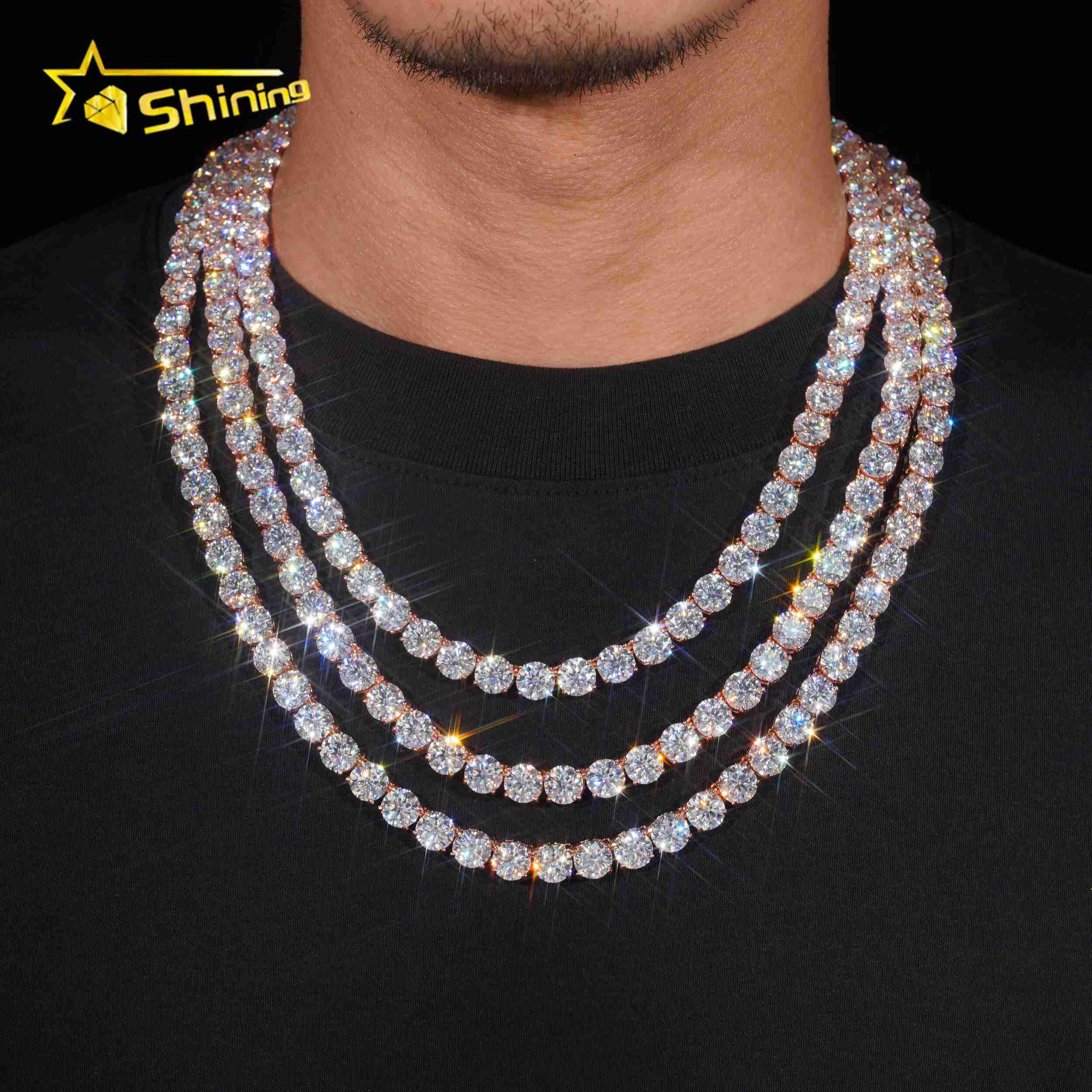 Wholesale Price 8mm Moissanite Tennis Chain S925 Gold Plated Pass Diamond Tester Gra Certificate Moissanite Fine Jewelry