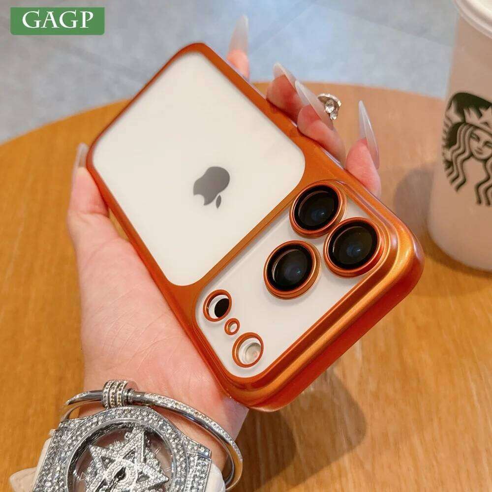 Electroplating Large Window Matte Case For iPhone 17Pro 17 Air Max Ultra Thin Transparent PC Hard Cover with Lens Film