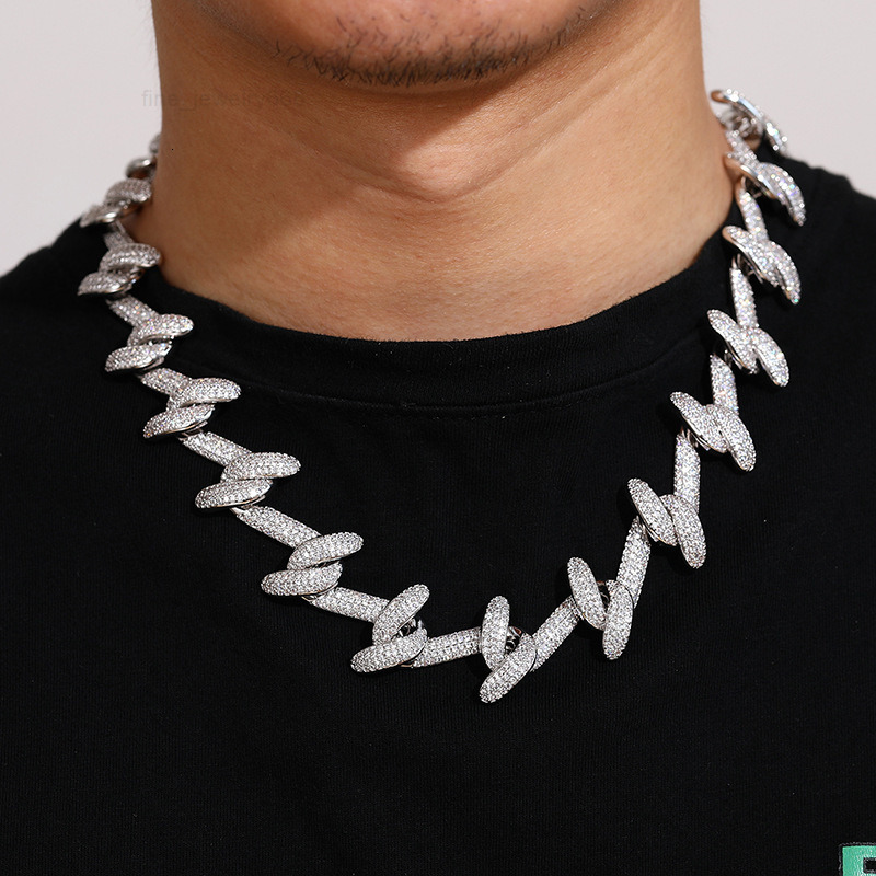 ICE Jewelry Hook Design Hip Hop Iced Out Cuban Link Necklace High Quality Moissanite Cuban Link Chain for Men