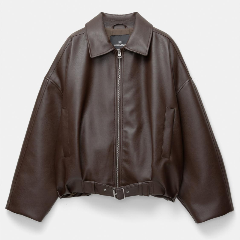 Leather Outerwear Revival Zipper Short Jacket Women's Turn-Down Collar Lace Up Pockets Solid Coats 2025 Autumn Casual Female Streetwear