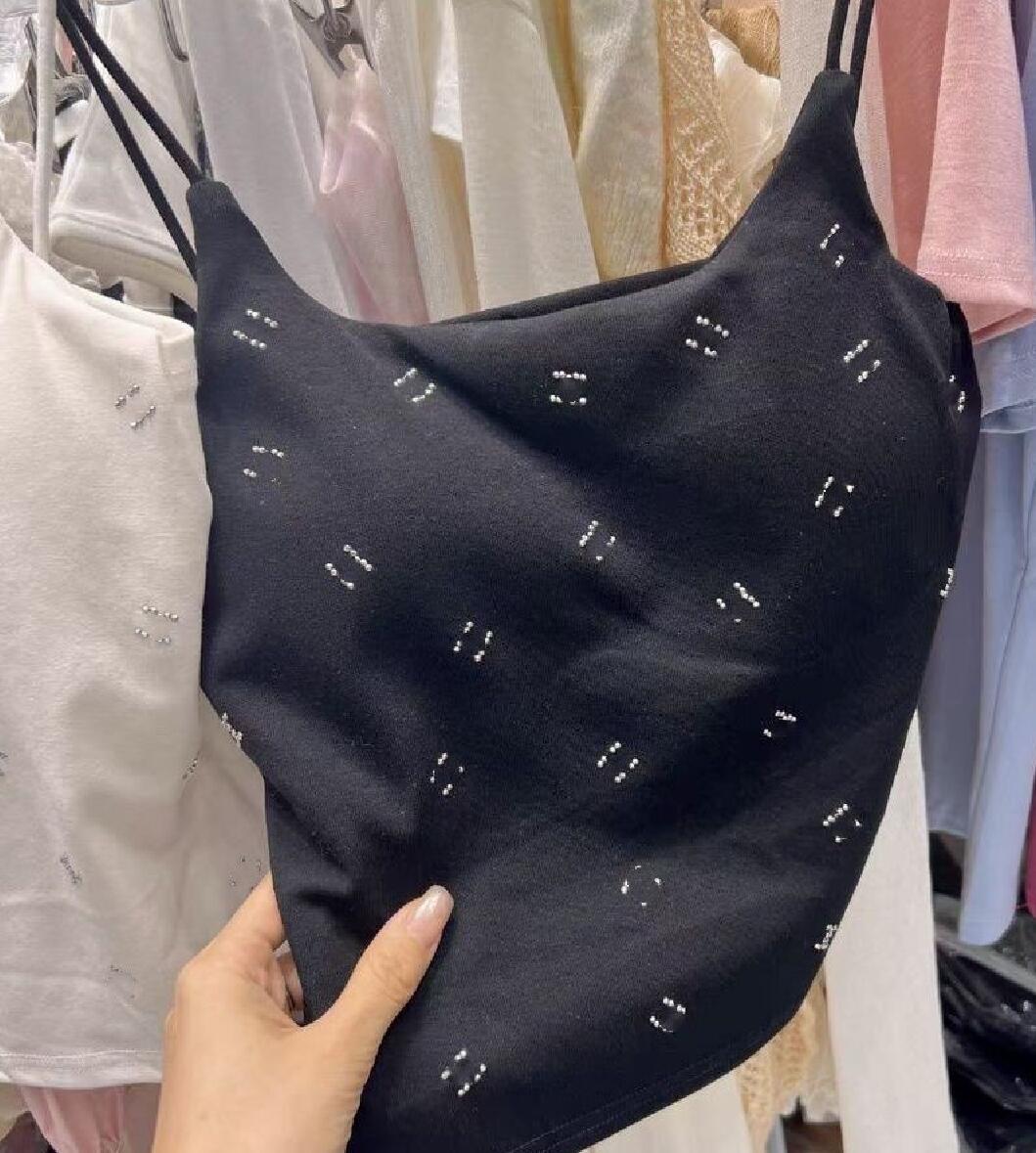 Women spaghetti strap padded logo rhinestone designer sexy short vest bustier tanks