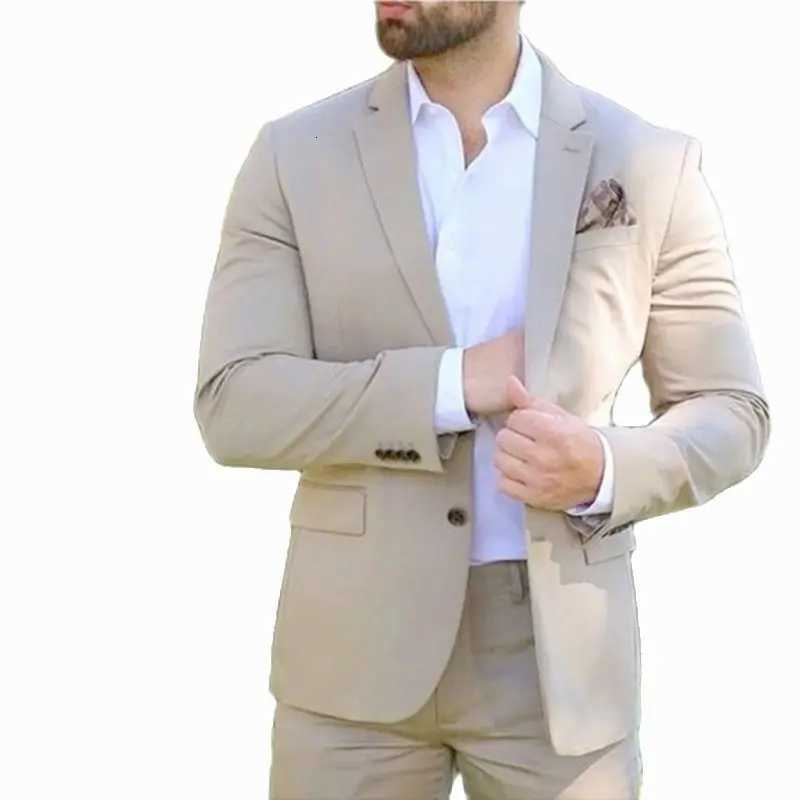 Costume Homme Classic Beige Male Suit 2025 Slim Fit 2 Piece Business Suits for Men Casual Wedding Mens Clothing BlazerPants W250910