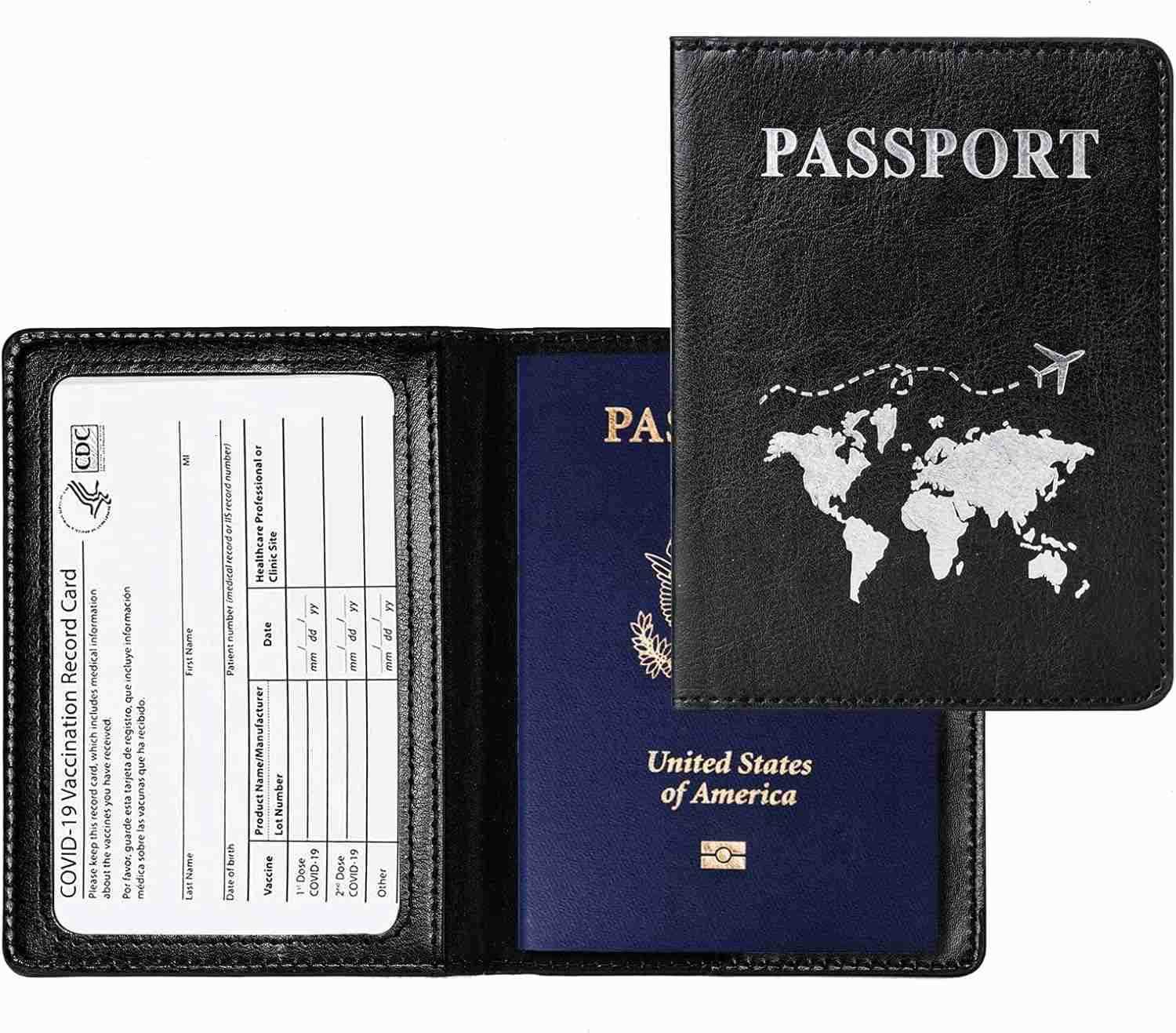 2 Pcs Passport holdersUltra Slim passport walletPU Leather Passport Cover for Women and MenZ250910