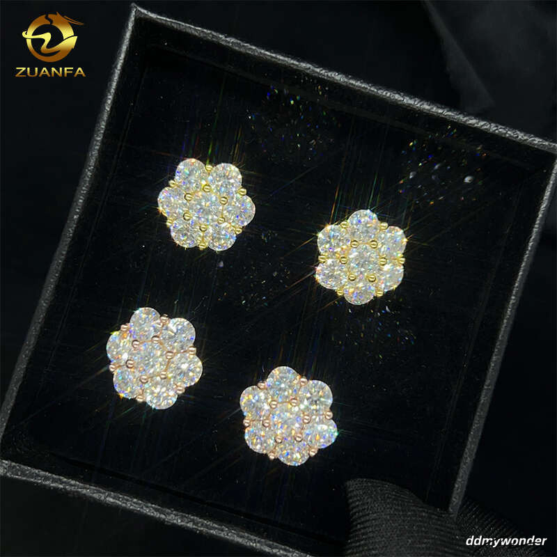 Hot Sale Dropshipping Fashion Jewelry Earrings Gold Plated Sier Vvs-Fl GRA Iced Out Screw Back Moissanite Stud Earring ddmywonder ddmywonder ddmywonde