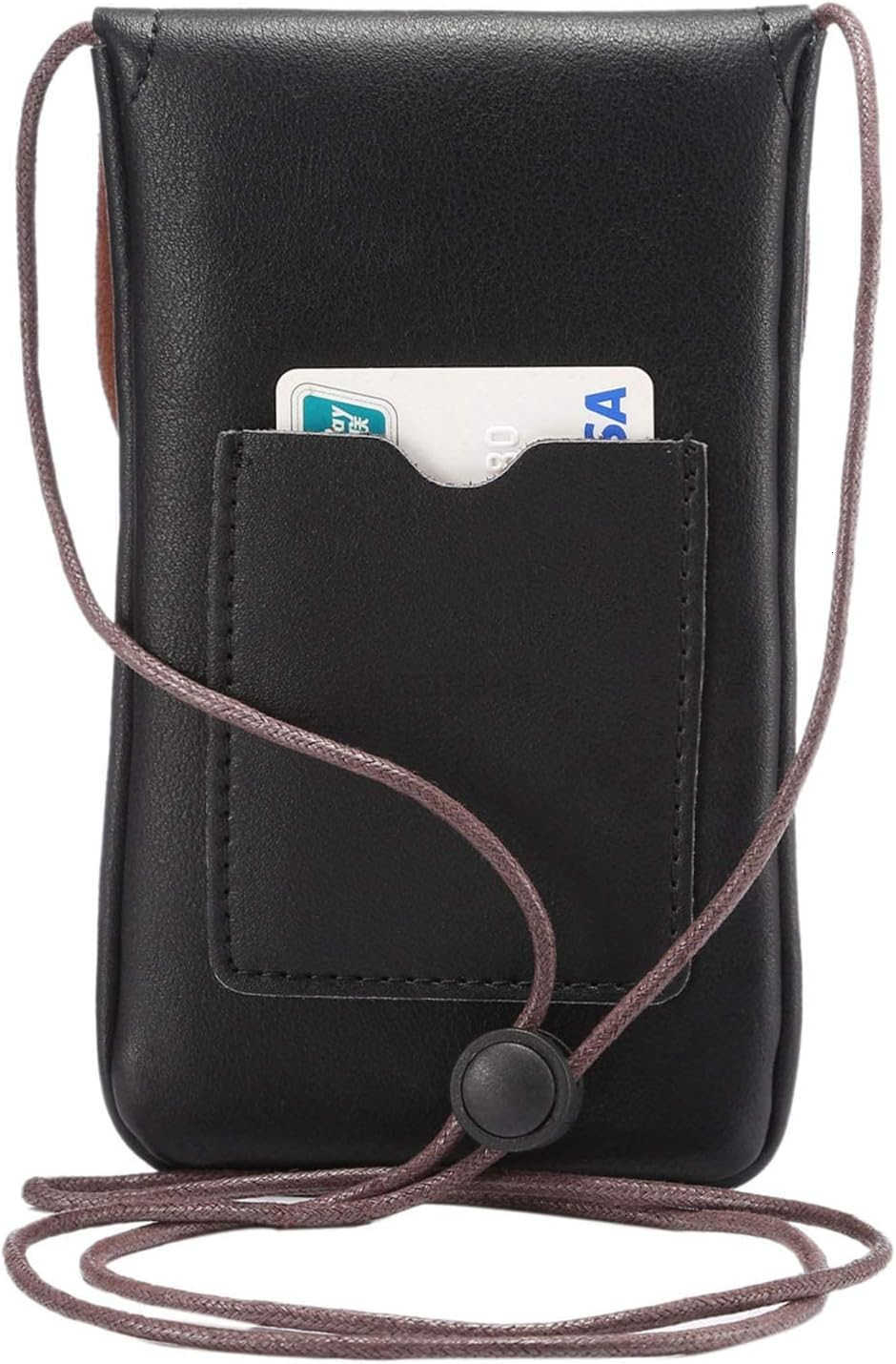 Cell Phone Neck Pouch PU Leather Carrying Bag with CARD Holder Adjustable Strap Small Travel Purse for iPhone 11 XR XS Max SE 8 7 6 Plus S10 S7 Edge A