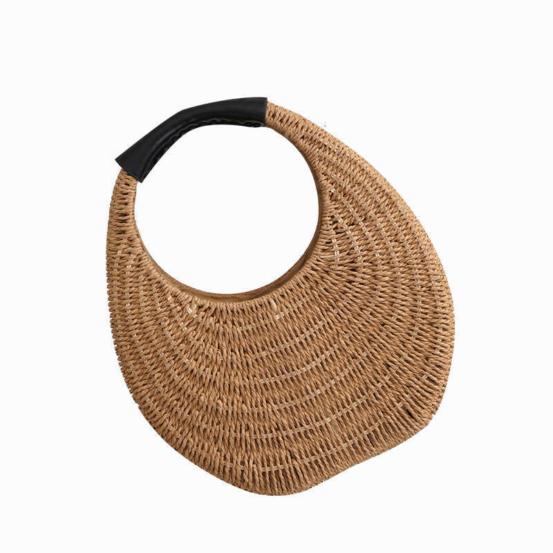 INS Style Straw Woven Handmade Storage Organizer for Jewelry and Cosmetics Crossbody Shoulder Handheld Small Square Bag