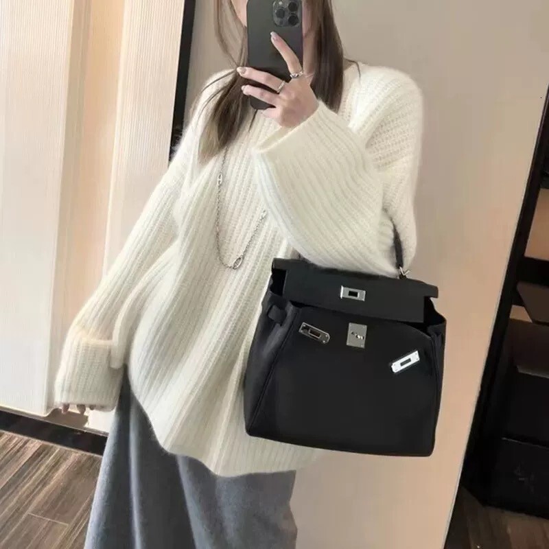 2025 Autumn/Winter design New Solid Color Soft Style Soft Jacket Loose Fashion Knitted Sweater Lazy Style Designer Women's Coat