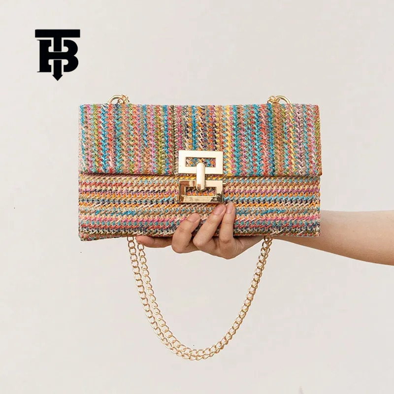 TB BHULAMTE 2025 New Luxury Designer Bag Vacation Style Multi-cavity Chain Flap Twisted Designer Handbag Fashionable Woven Shoulder Crossover Women�