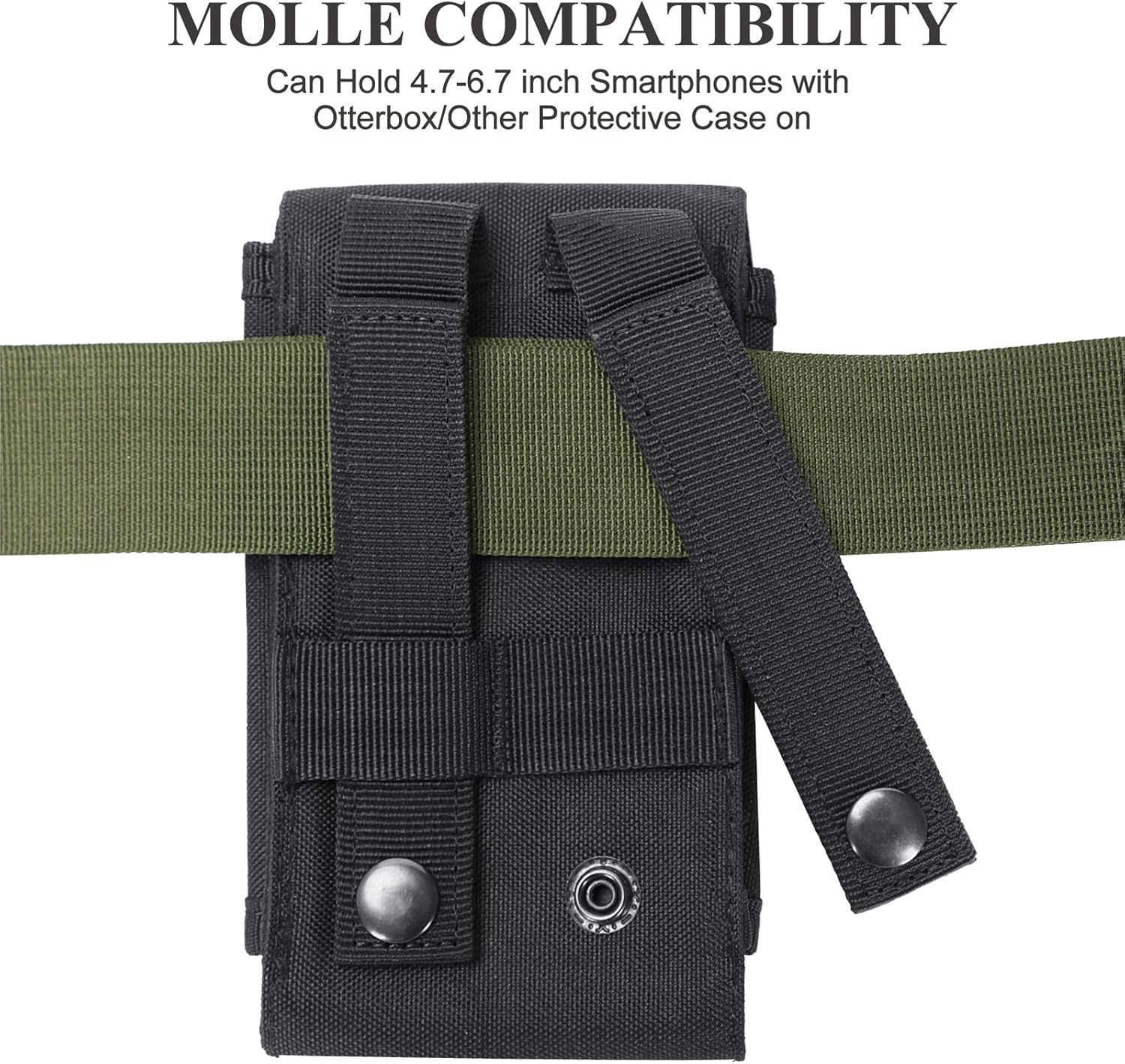 Tactical MOLLE Holster Army Mobile Phone Belt Pouch EDC Security Pack Carry Accessory Kit Waist Bag Case Compatible iPhone 13 14 15 Pro XS Max XR 7 8 