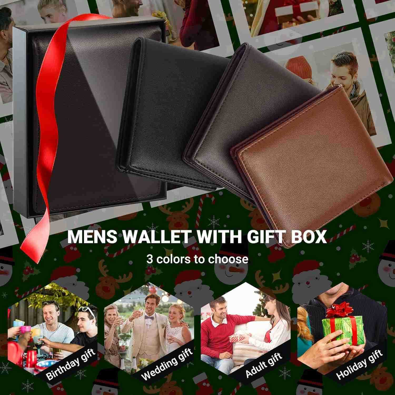 Wallet For Men RFID Blocking Coffee Wallets Bifold Faux Leather Card Holder Front Pocket Mens Accessories With Gift BoxZ250910