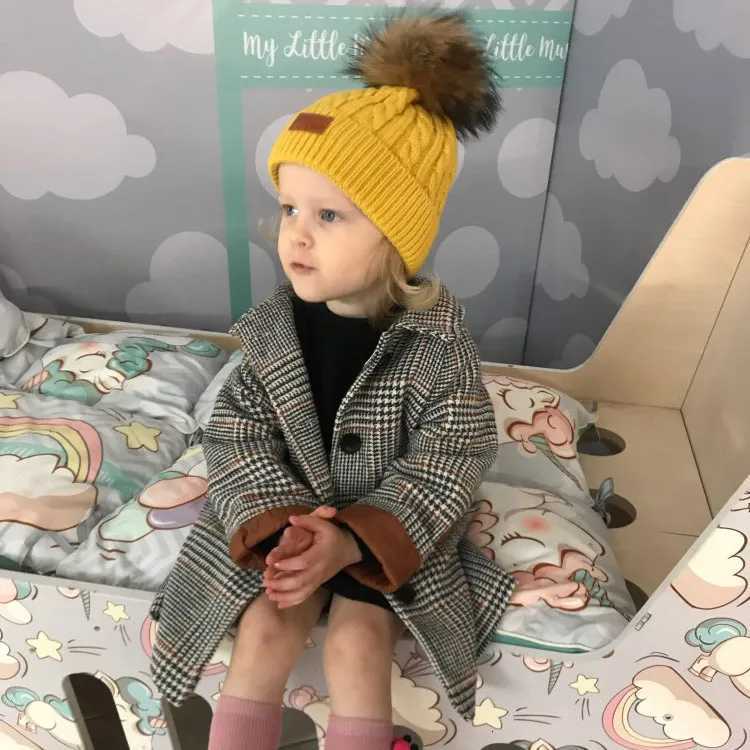 bonnet enfant skullies beanies for kids winter hats children kids boys girls fur pompom skullies beanies for kids pompom hatXJ250910