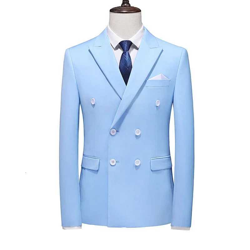 Gray Doublebreasted Men Suit Jacket BusinessOffice Coat 6 Colors Available Asian Size Fit Slim Silhouette Blazers M6XL W250910