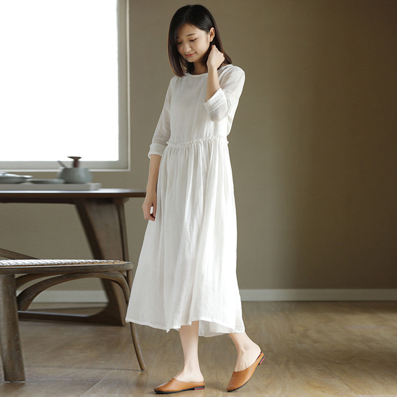 XR163 Slimming Artistic Loose Round Neck Skirt