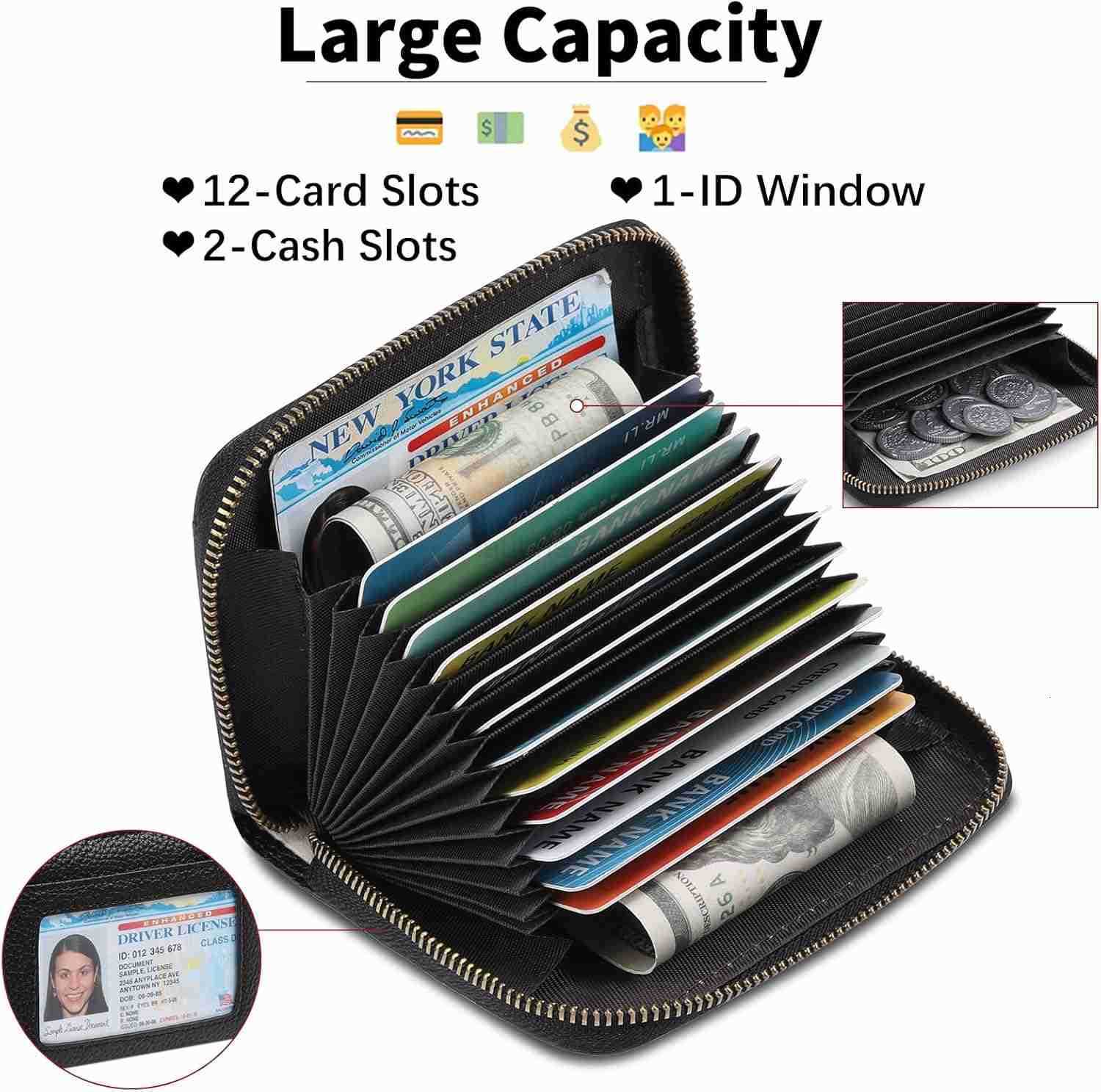 Leather Wallet Women RFID Blocking Small Compact Wallets CARD Holder with ID WindowZ250910