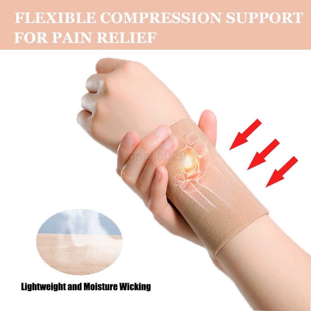 Wrist Compression Sleeve 4PCS Soft Wrist Support Brace Wrist Bands for Tendonitis Arthritis Sprains Pain Relief Elastic Carpal Tunnel Wraps Protector 