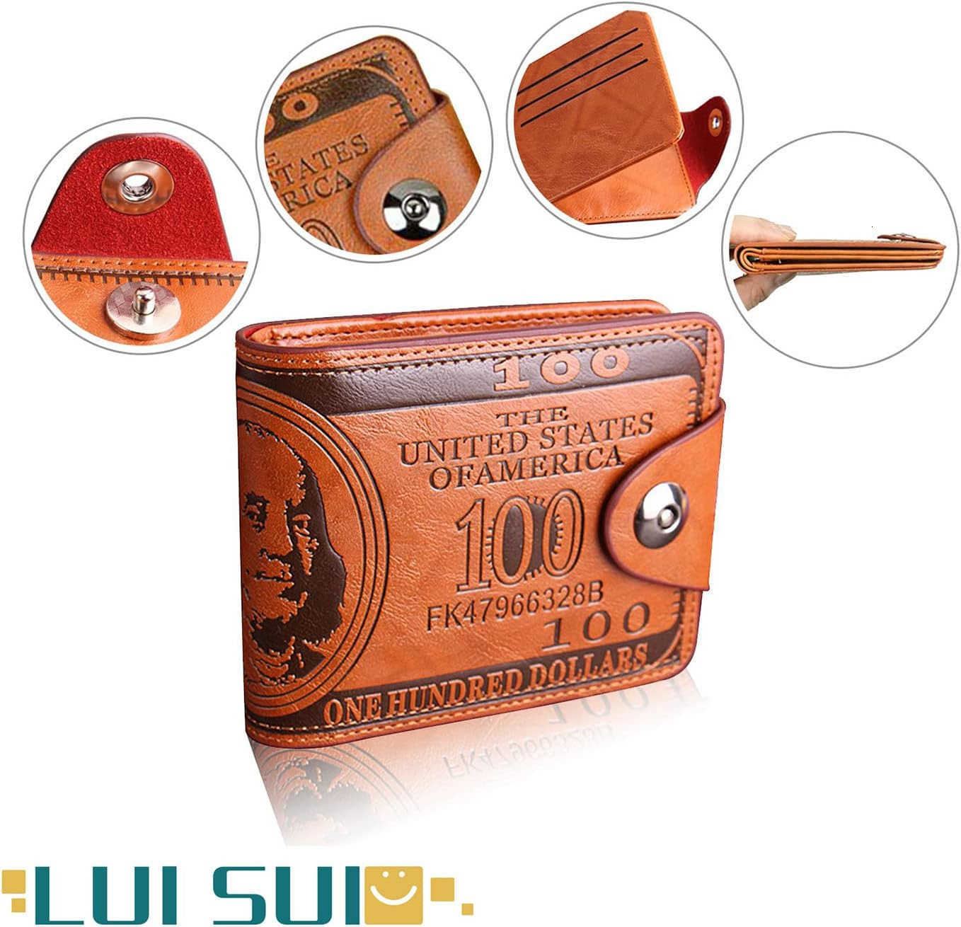 Men Us Dollar Bill Wallet Billfold Leather CARD Photo HolderZ250911