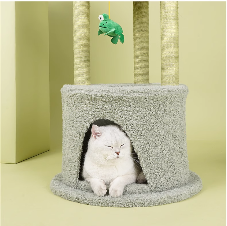 Multi-Functional Integrated Cat Furniture - Scratchable Column + Comfort Bed