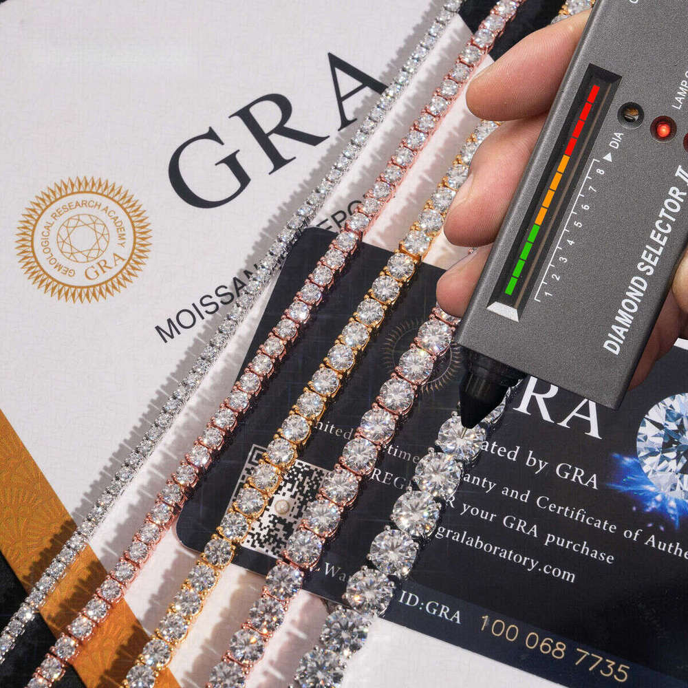 High-Quality Pass Drill Tester Hip-Hop Pure Sier 2mm 3mm 4mm 5mm 6.5mm Silicon Stone Tennis Chain Bracelet