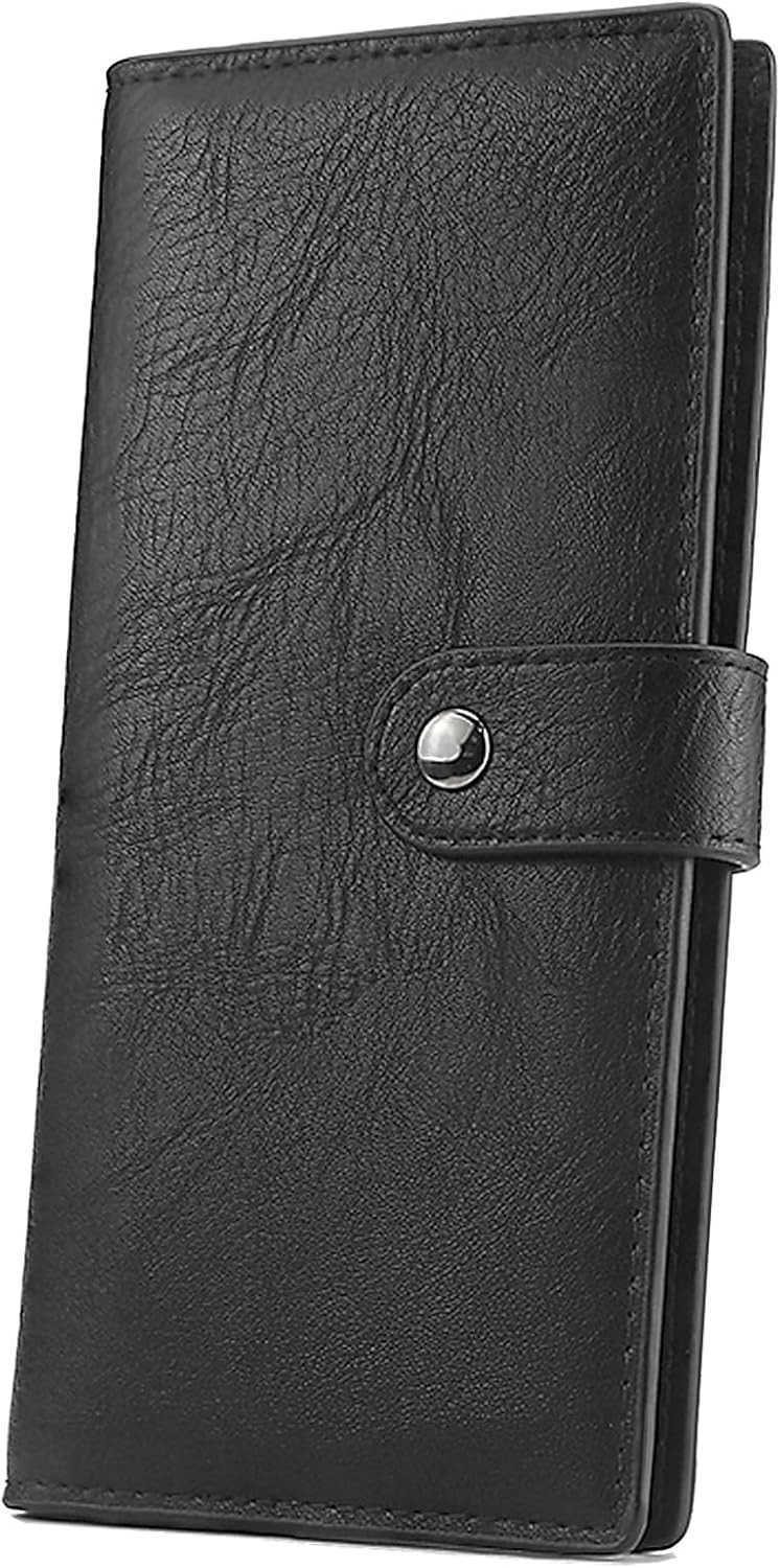 Slim Long Lightweight Wallet for WomenThin soft Bifold Minimalist Design with Zipper Pocket for Coins BlackZ250910