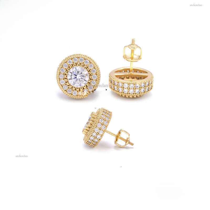 New Style Unisex 1ct D Color Pure Sier with Moissanite Hip-Hop Stud Earrings