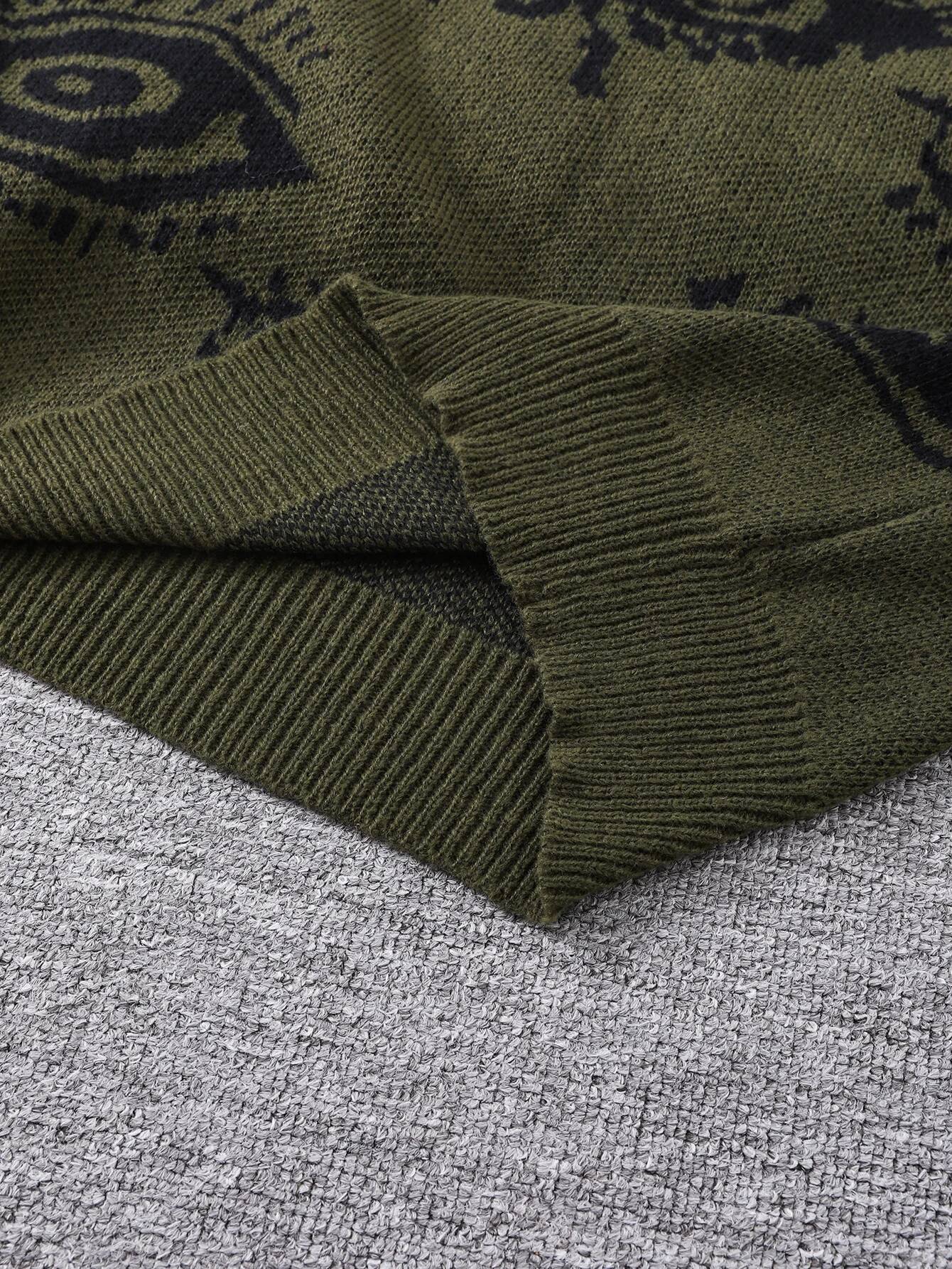 New Popular Autumn and Winter Abstract Eye Jacquard Pattern Sweater Casual Round Neck Knitted Men's Pullover dongdumaoyi