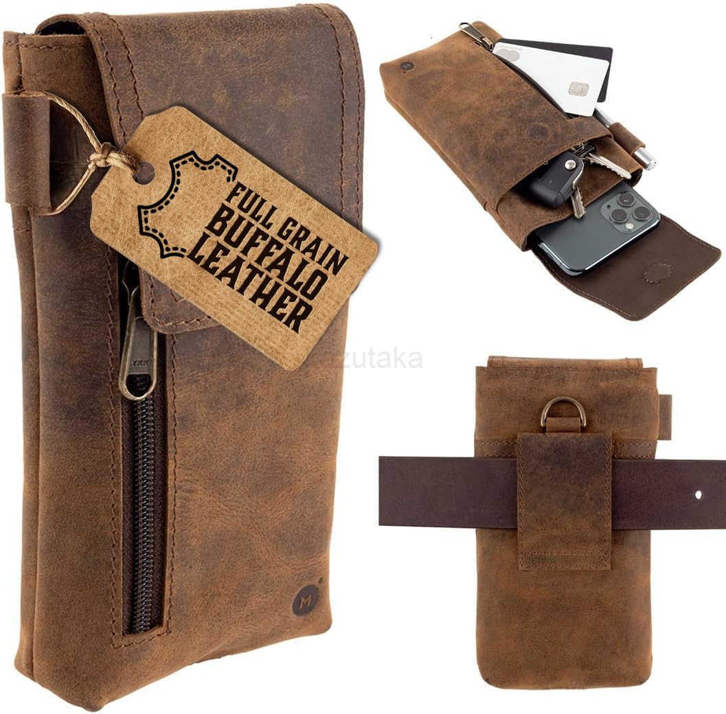 Leather Cell Phone Holster Genuine FullGrain Buffalo Leather Secure Durable Phone Belt Holder 7H x 35 W Z250910