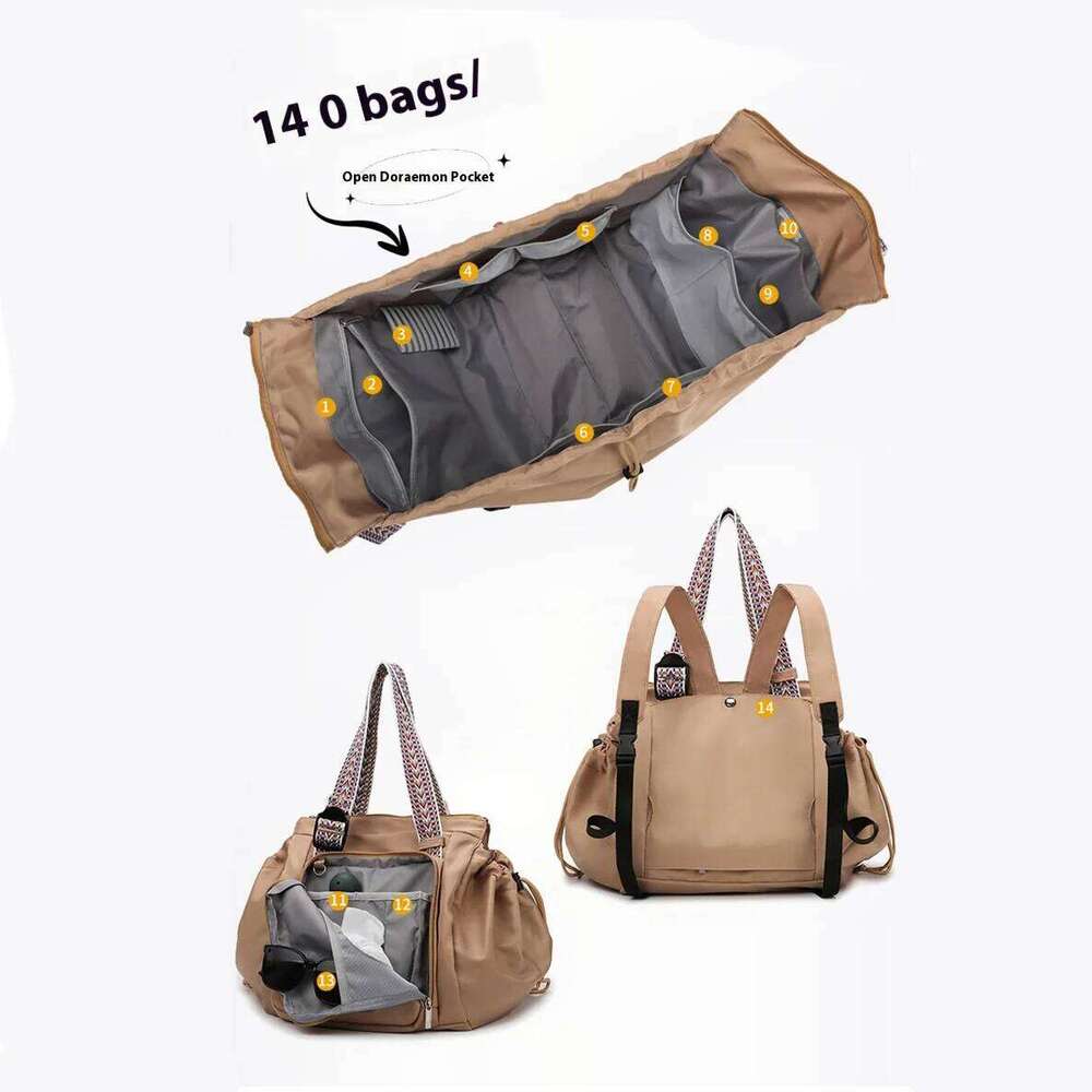 14-pocket Large-capacity Foldable Diaper Oxford Fabric Durable Multifunctional Mommy Bag Carrying Light Backpack