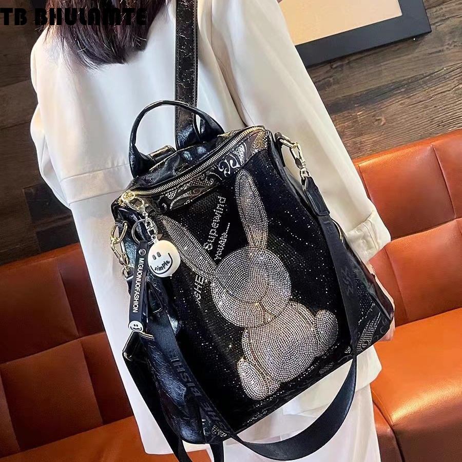 Free Shipping Designer Bag Hot Rhinestone Bag 2025 Versatile Fashion Luxury Bag Trend Women's Bag Genuine Leather Backpack Women's Crossbody