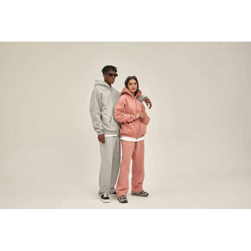 350gsm Wool Zipper sweatshirts High Quality Heavyweight Printed Logo Men Cotton Hoodie