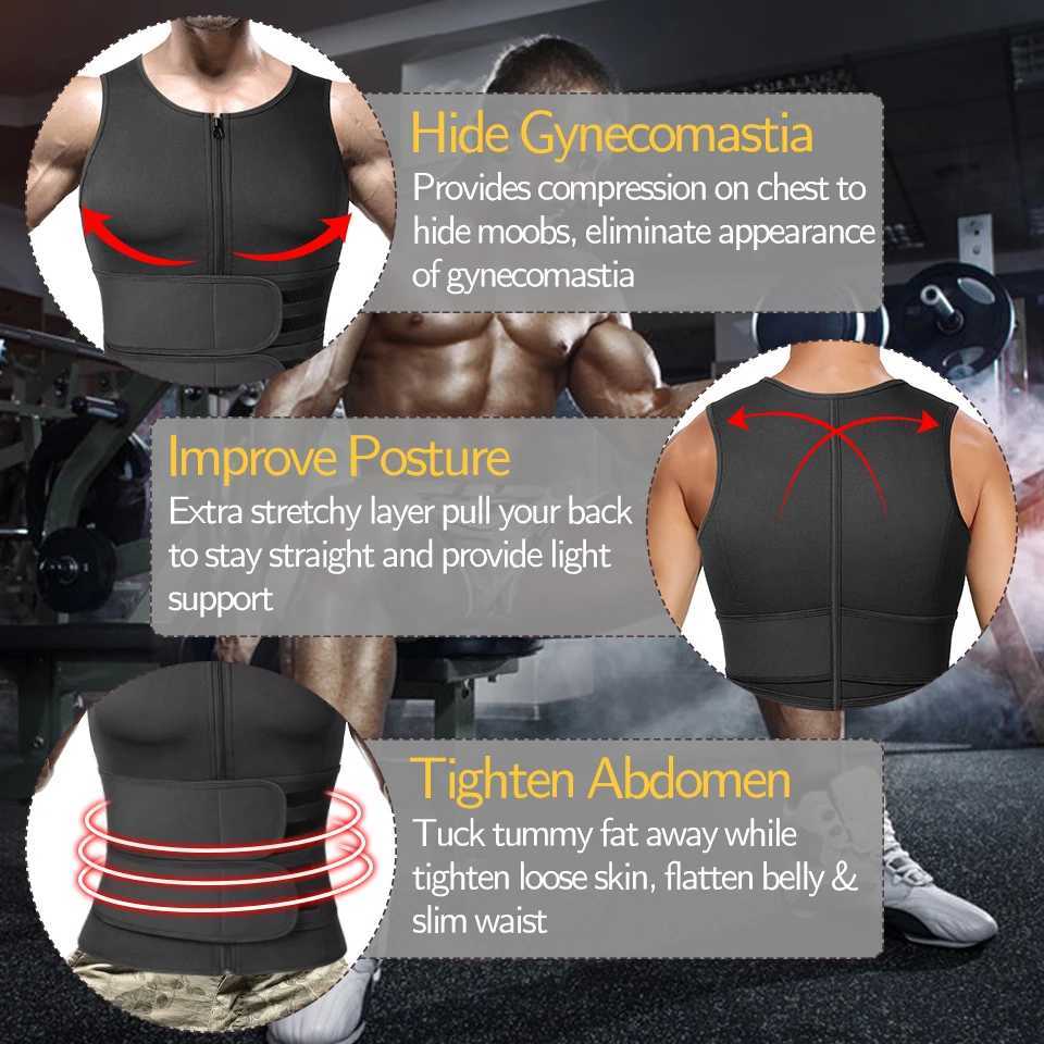 Men Body Shaper Waist Sauna Suit Sweat Vest Slimming Underwear Weight Loss Shirt Fat Burner Workout Tank Tops Shapewear W250910