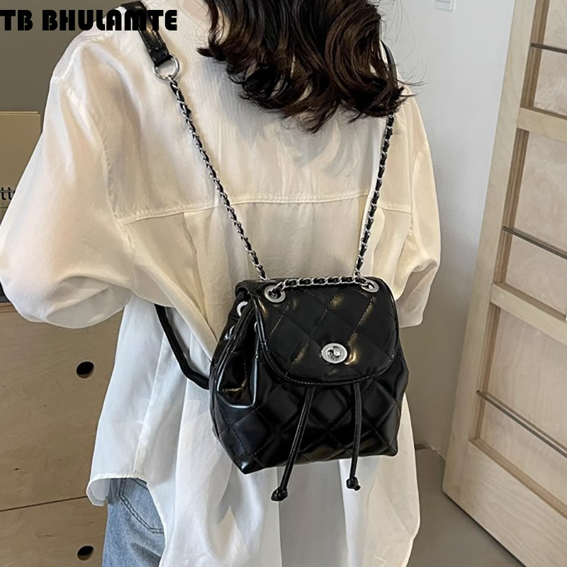 Free Shipping Designer Bag Chain Quilted Backpack Simple Women High-end 2025 New Summer Luxury Bag Korean Style PU Small Backpack For Going Out
