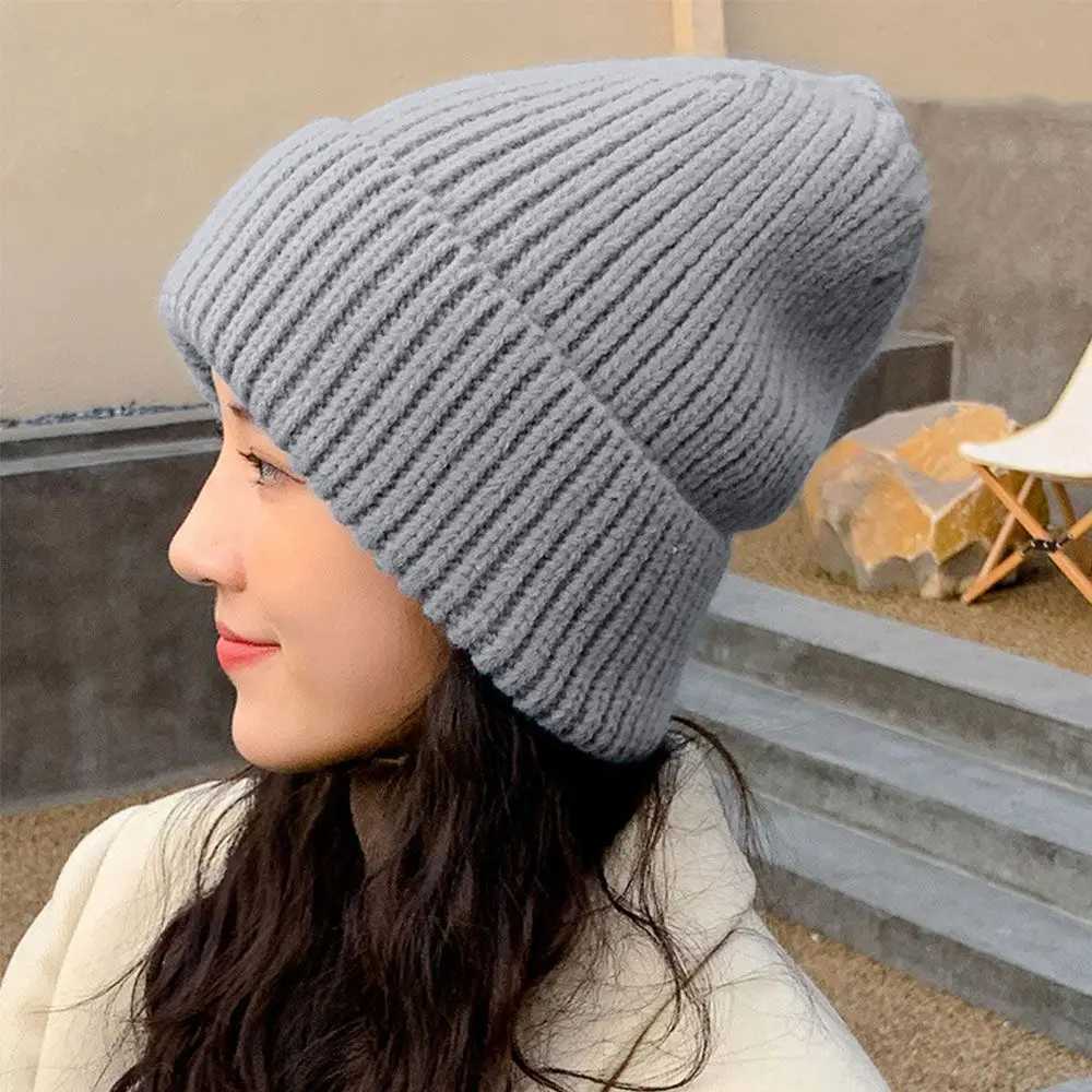 Fashion Winter Warm Hats for Women Casual Stacking Knitted Bonnet Cs Men Hats Solid Color Hip Hop Unisex Female BeaniesXJ250910
