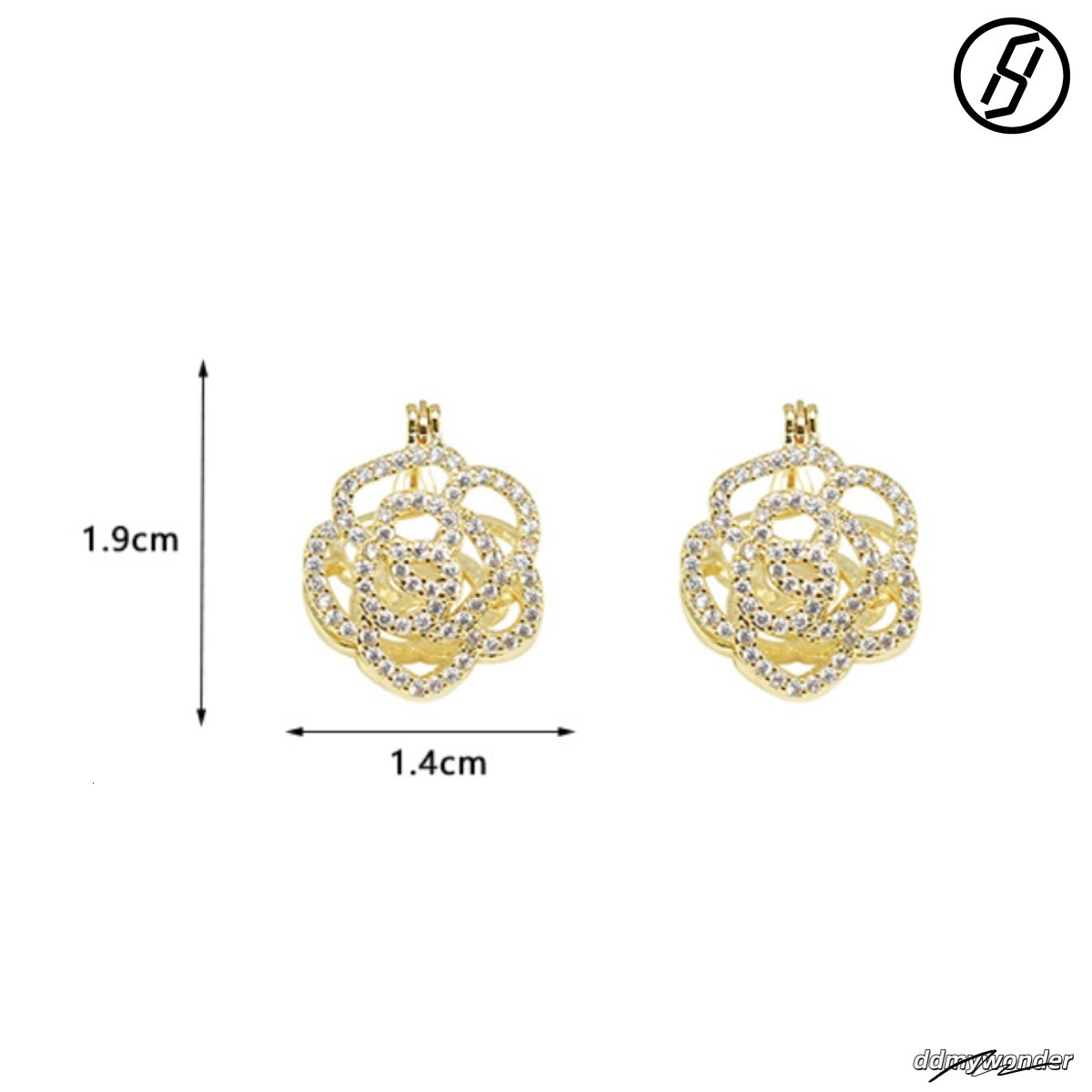Double-Sided French Camellia Zircon High-End Craft Design Pearl Flowers Floral Earrings Designer Women Original Jewelry
