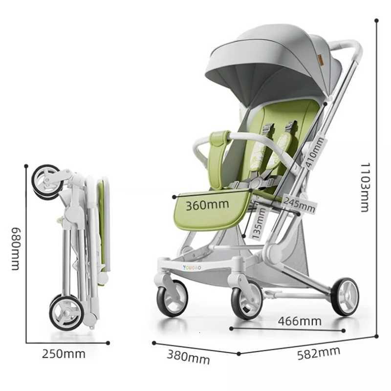 Foldable Four Wheels Cart Comfortable Portable Lightweight Baby Stroller Can Sit or Lie Down Aluminum alloy Childrens Cart W250910