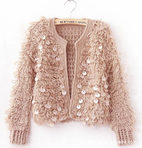 2025 autumn and winter design new women's sequined mohair designer short knitted cardigan sweater top