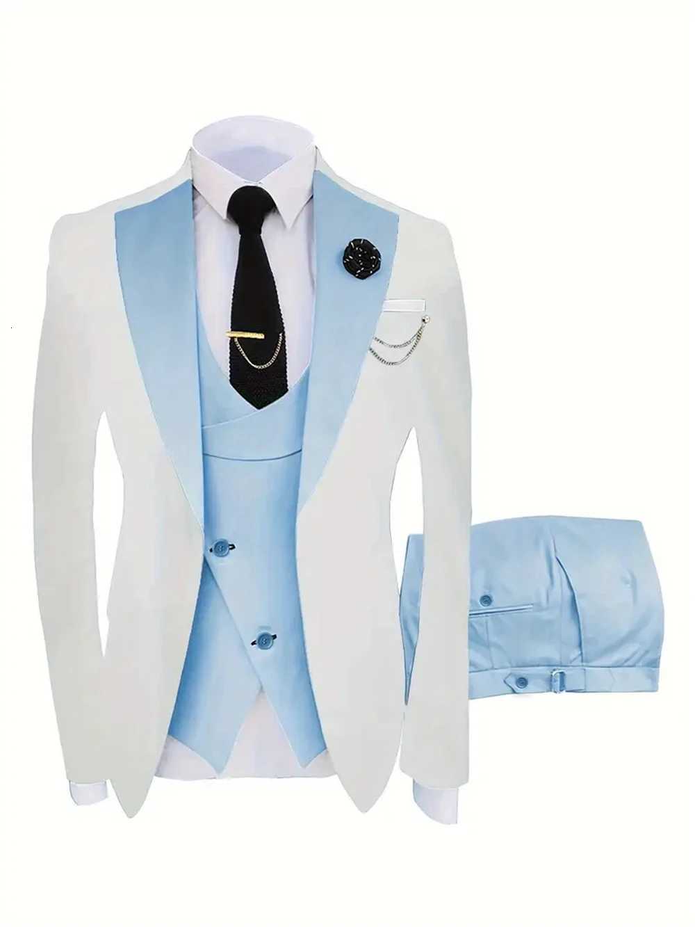 Fashion Mens Suits 3 Piece Groom Bestmen Slim Fit Wedding Prom Party Tuxedo Elegant Formal Events Dress Suit BlazerVestPant W250910