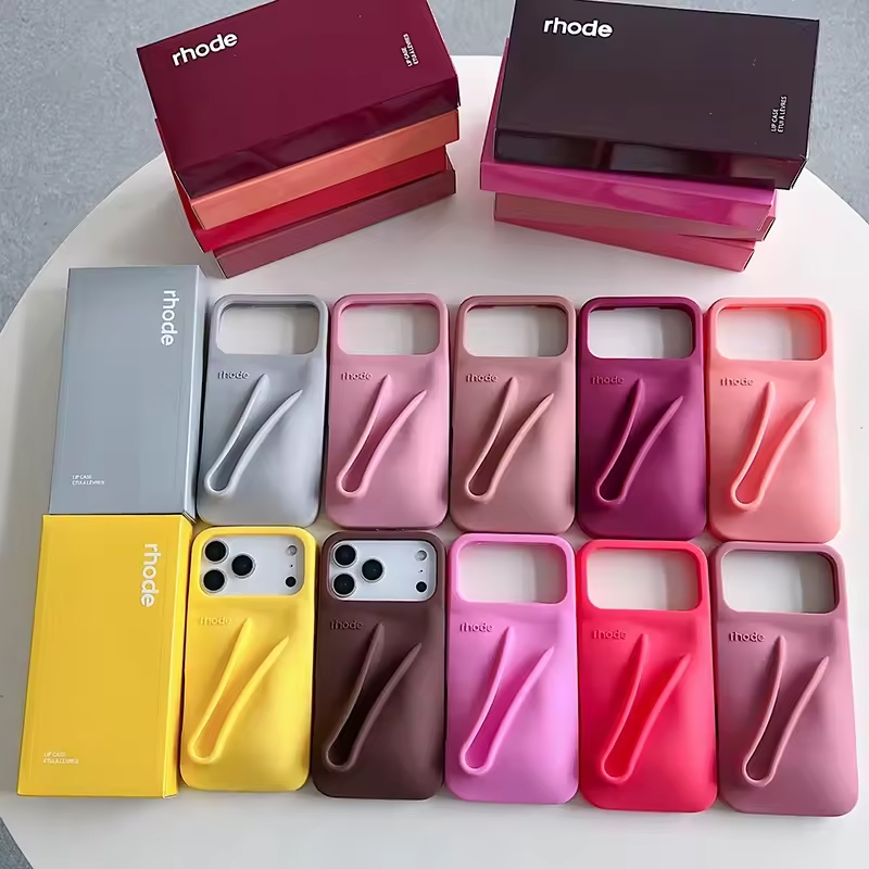 17 pro max rhode Phone Cases Lipstick Portable Case Design Lip Gloss Lipstick Lip Balm 3D Make-Up Silicone Phone Case for iPhone 17 16 15 14 13 12 11 ProMax Holder Cover