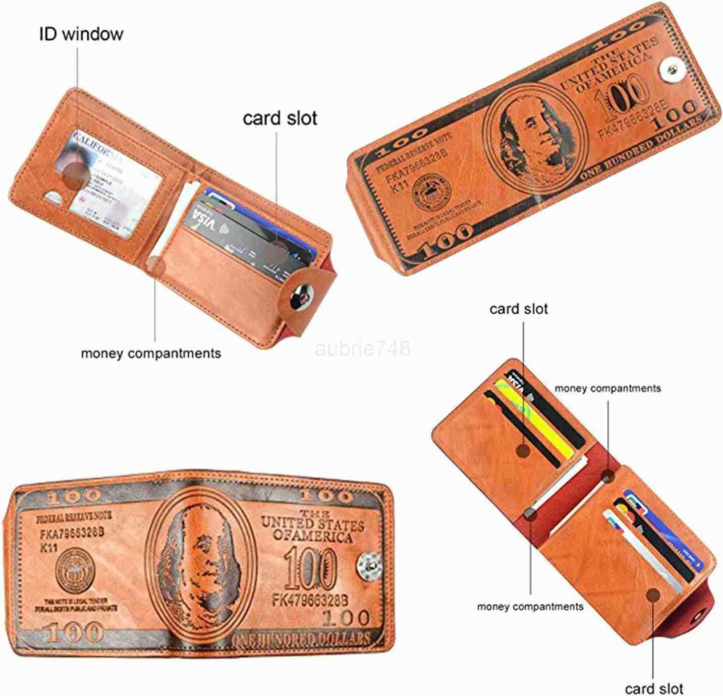 Men Us Dollar Bill Wallet Billfold Leather CARD Photo HolderZ250911