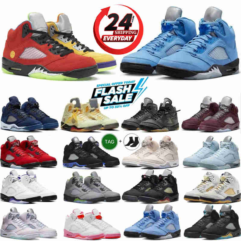 Designer 5s Basketball Shoes 5 Mens Sneakers J5 Black Cats Navy Aqua UNC Lucky Green lue Raging Red Suede Jade Horizon Sail J Outdoor Sports Trainers