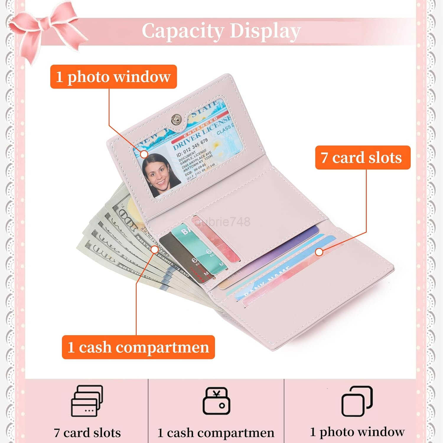 Small Wallets Cute Coquette Bow Wallet ID CARD Holder for Women GirlsZ250910