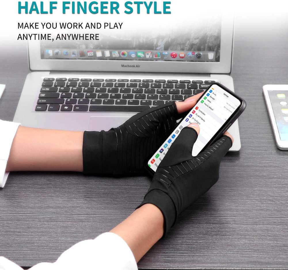 Arthritis Gloves for Women Men Fingerless Breathable Moisture Wicking Arthritis Compression Gloves for Computer Typing and Dailywork of Hands joint Su