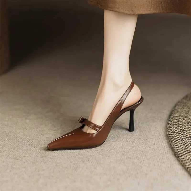 Womens Sandals 2025 Fashion Elegant Sexy Ladies Shoes Buckle Strap High Heels New Office and Career Retro Closed Toe Sandals W250910